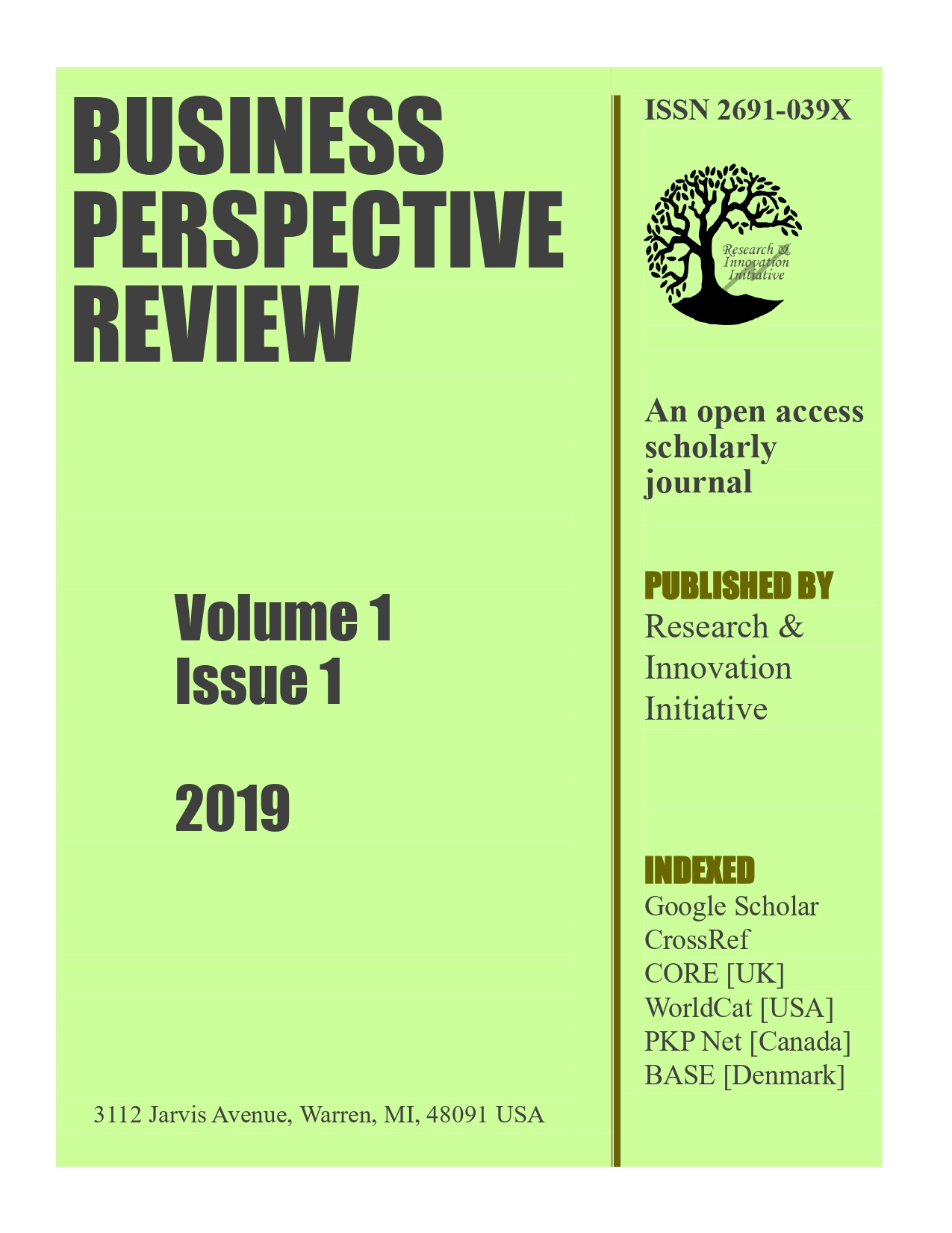 					View Vol. 1 No. 1 (2019): Business Perspective Review
				