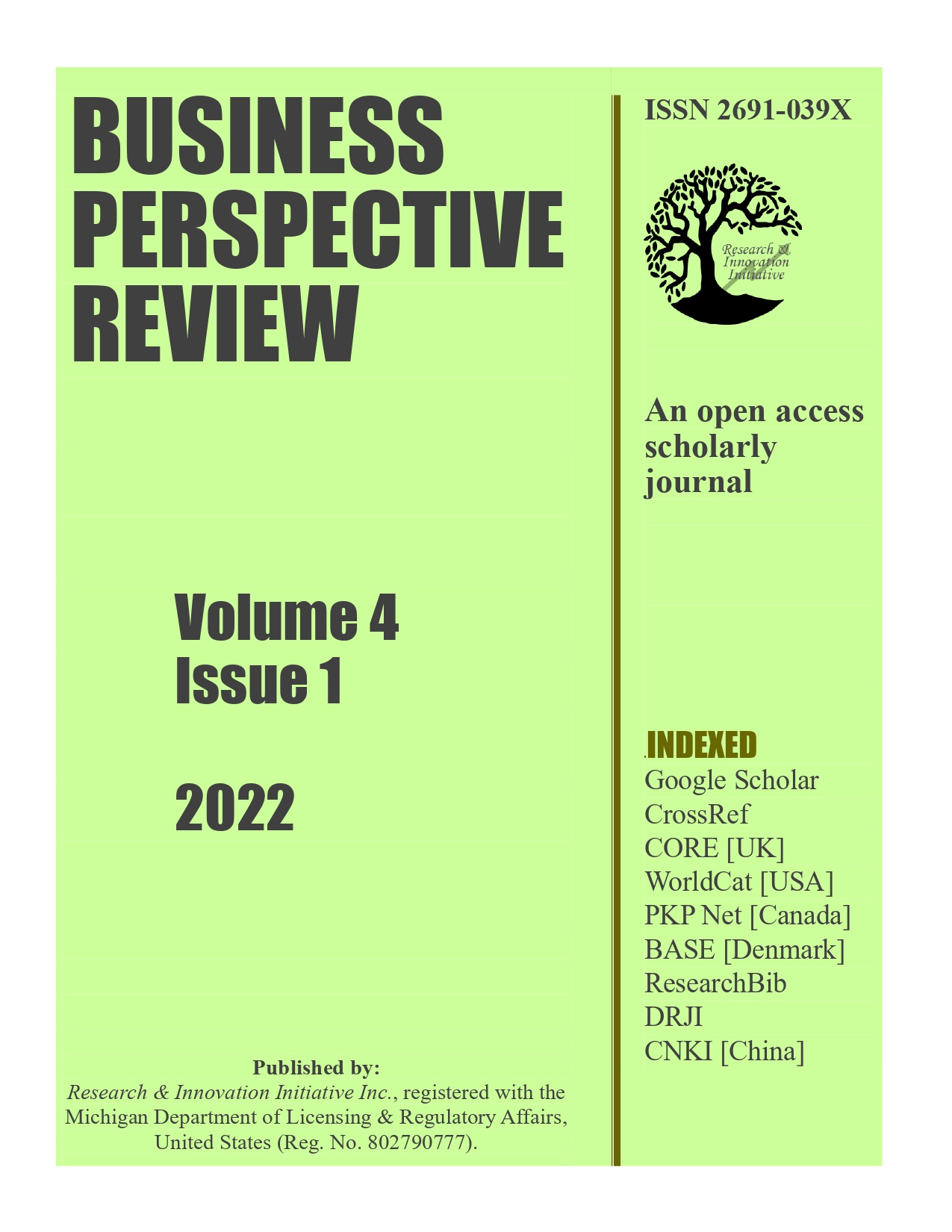 					View Vol. 4 No. 1 (2022): Business Perspective Review
				