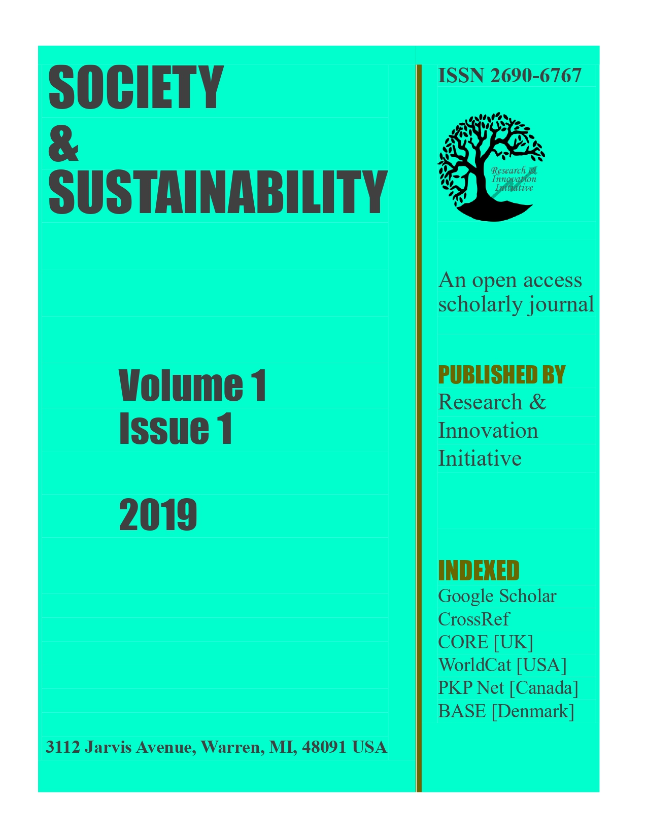 					View Vol. 1 No. 1 (2019): Society & Sustainability
				