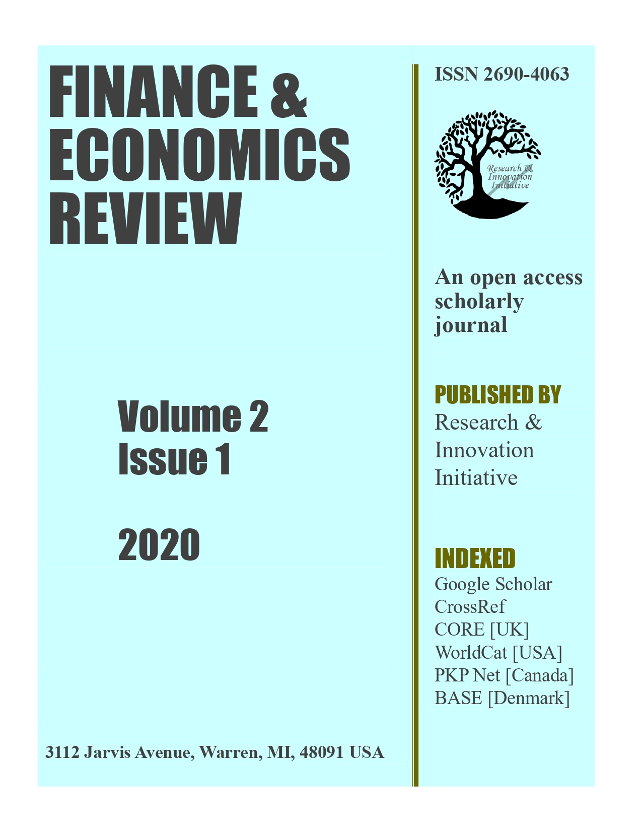 					View Vol. 2 No. 1 (2020): Finance & Economics Review
				