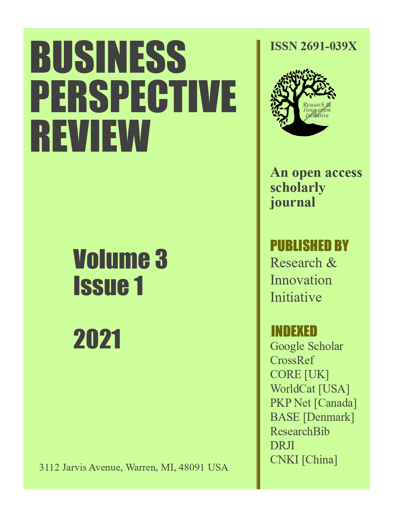 					View Vol. 3 No. 1 (2021): Business Perspective Review
				