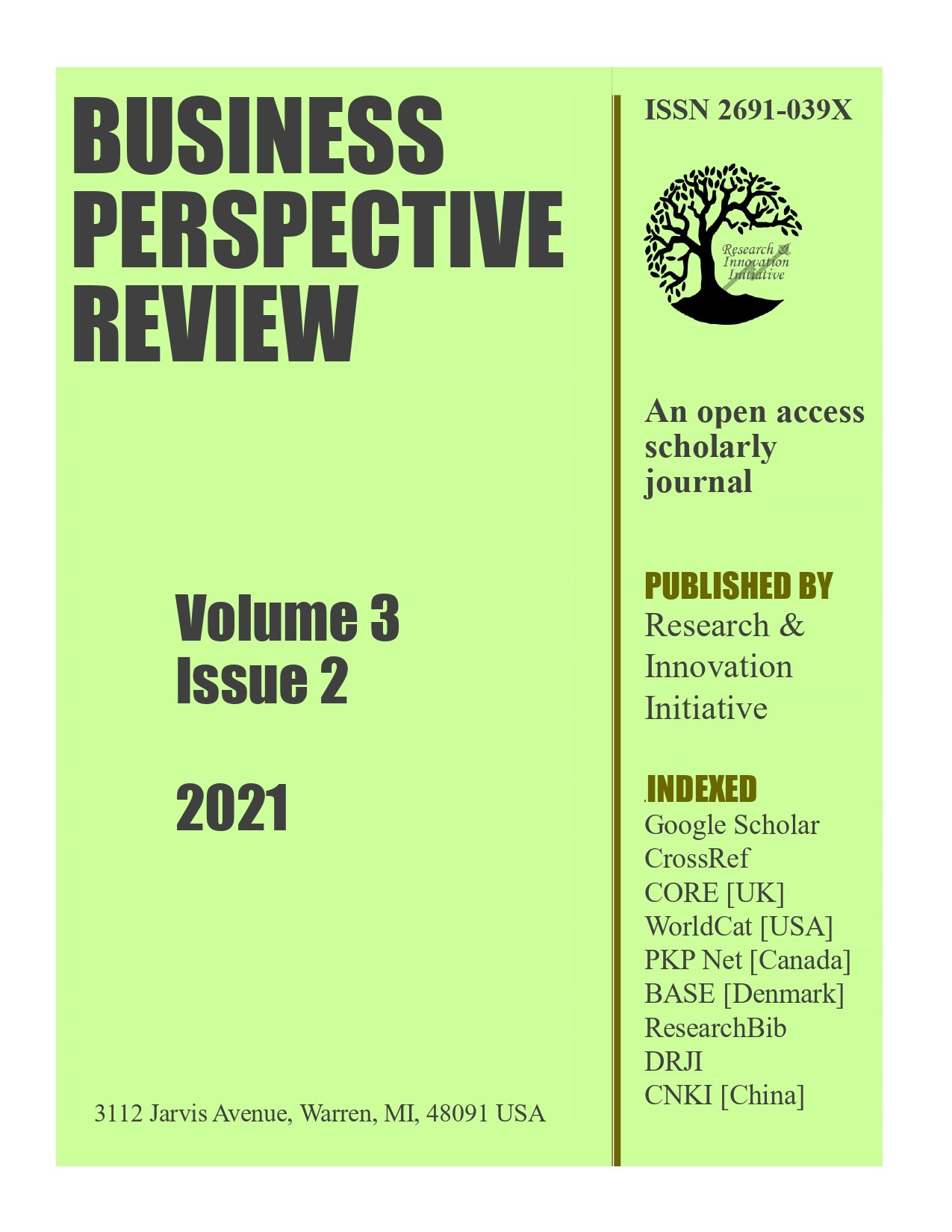 					View Vol. 3 No. 2 (2021): Business Perspective Review
				