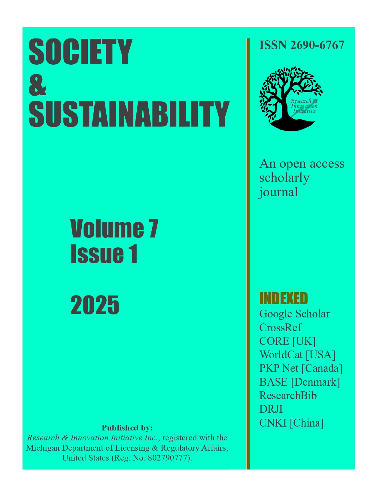 					View Vol. 7 No. 1 (2025): Society & Sustainability [Submission going on]
				