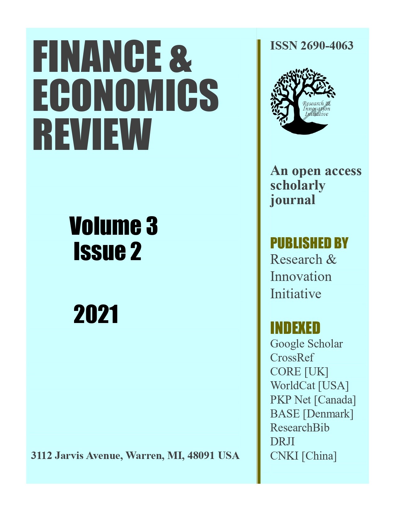 					View Vol. 3 No. 2 (2021): Finance & Economics Review [Submission going on]
				