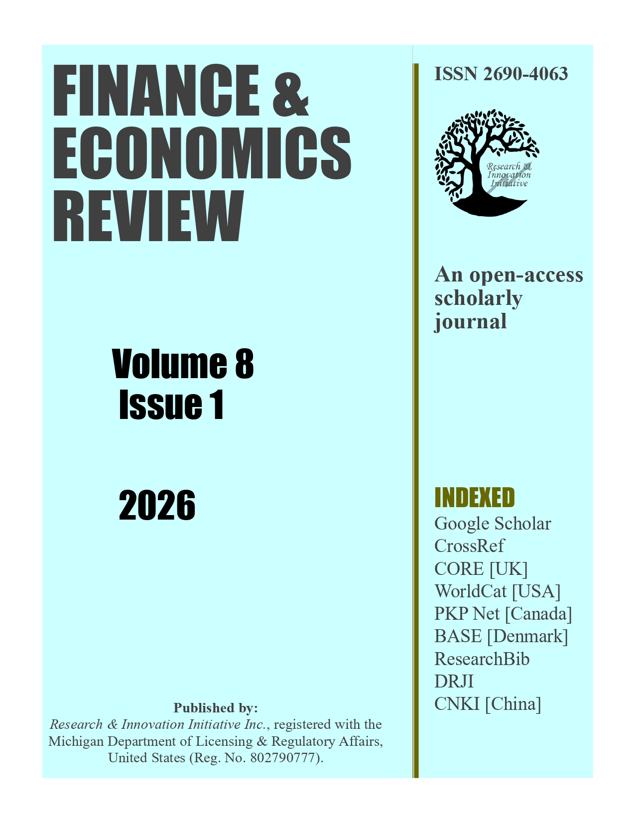 					View Vol. 8 No. 1 (2026): Finance & Economics Review [Submission going on]
				